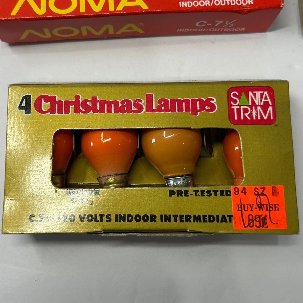 Vintage GE NOMA Santa Trim C7 Christmas Light Bulbs Lot White Orange Untested